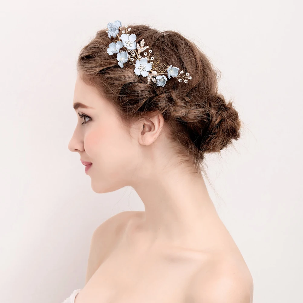 

Blue Flower Crystal Hair Comb Bridal Headdress Wedding Accessories Elegant Hairstyle Charmer Easy Use Secure Fit S874