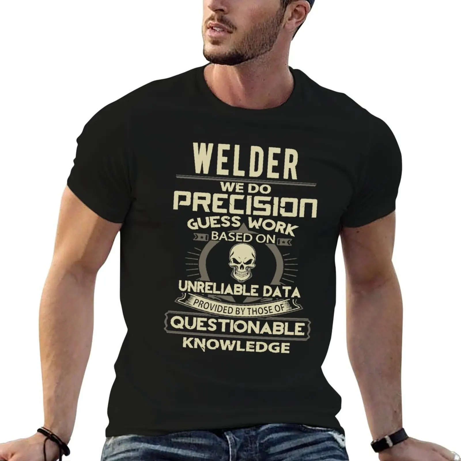 T-shirt avec motif imprimé simple « Connaissance du soudeur »