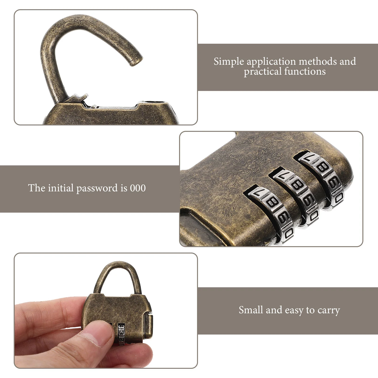 4 Pcs Lockers Vintage Combination Creative Password Chinese Zinc Alloy Style Padlock Retro Classic