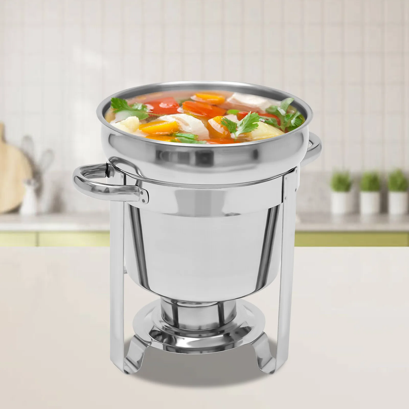 7,4 Quart (1,85 Gal) Rundes Chafing Dish Set – Buffet-Speisenwärmer aus Edelstahl für Catering und Veranstaltungen, Gasherd