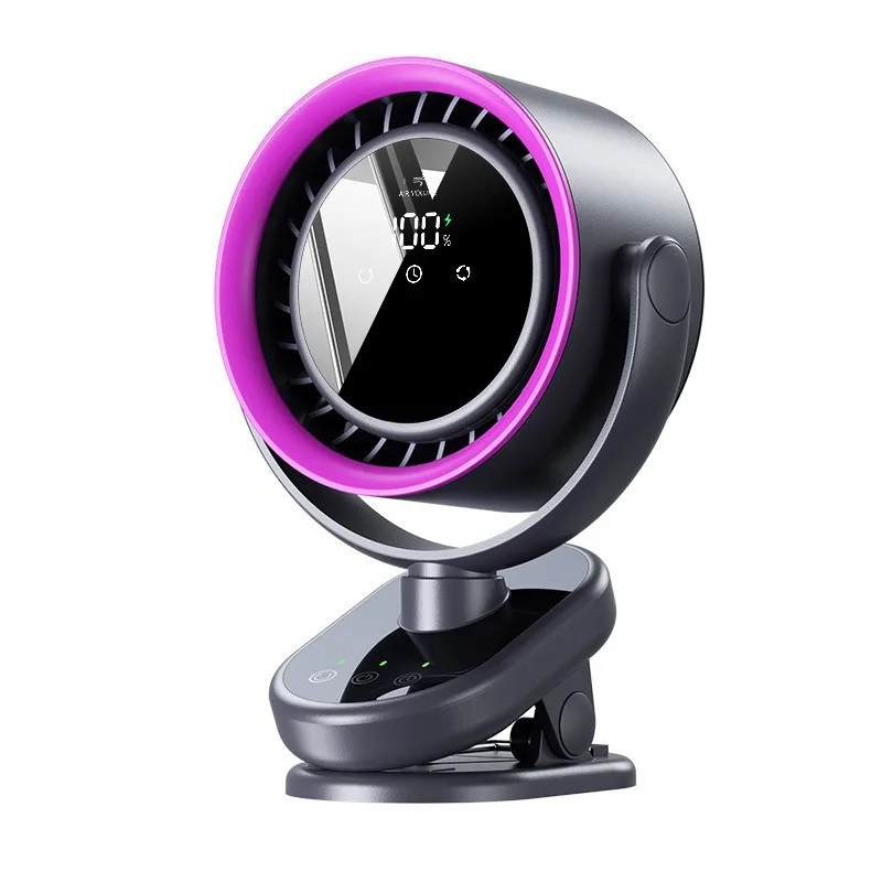 Desktop Electric Fan, Large Wind Clip Fan, USB Charging, Shaking Head, Desktop Small Fan, Digital Display, Circulating Touch