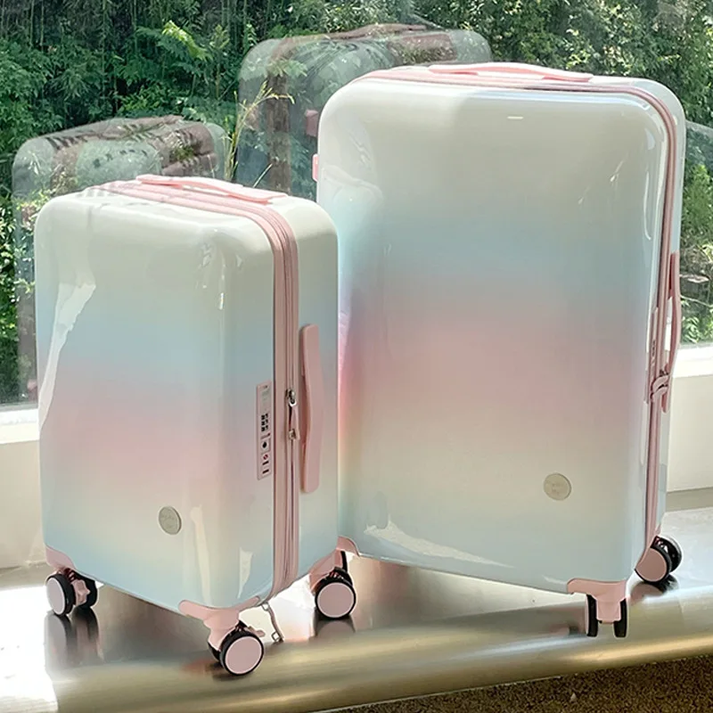 Rolling Suitcase Gradient Color Luggage Hard Shell Suitcase Carry on Luggage Trolley Bag Under Seat Luggage Suitcase 20 Inch