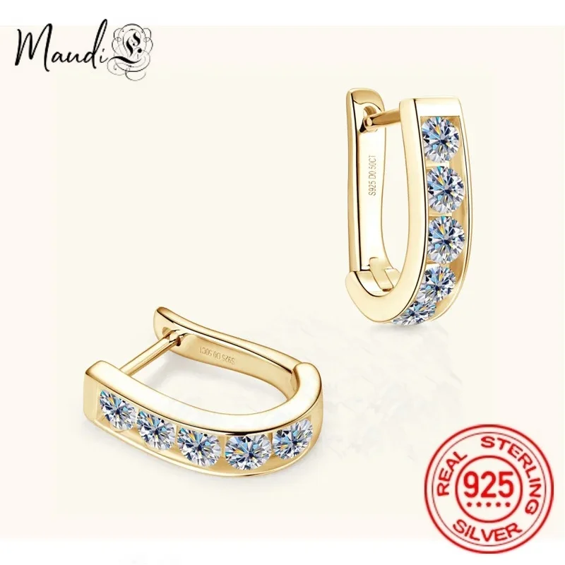 

Super Flash Mosan Sterling Silver Ear Buckle Ear Ring Light Luxury High Sense Earring Ring Ear Studs 2023 New