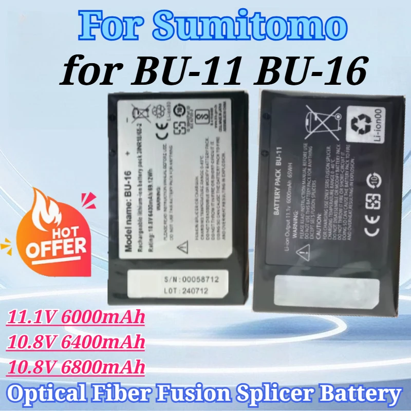 

11.1V/10.8V 6000mAh/6400mAh/6800mAh for BU-11 BU-16 High Quality for Sumitomo Optical Fiber Fusion Welding Machine Battery