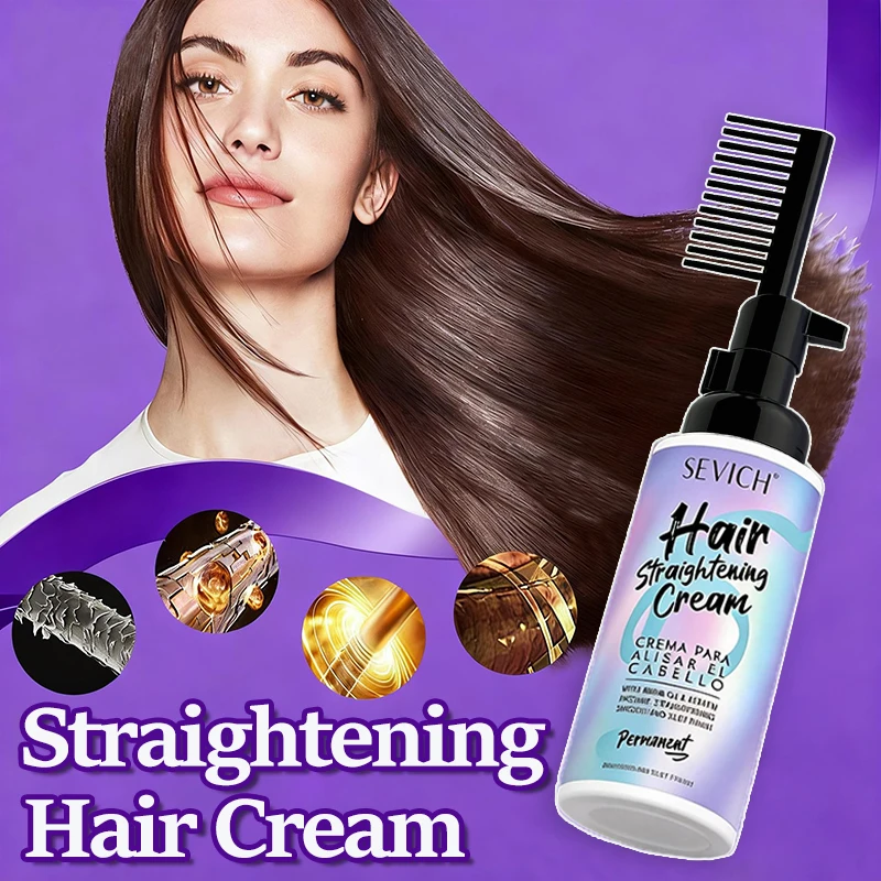 Hair Straightening Cream with Comb Repair Hair Frizz Permanent Salon Curly Straightening Mask Protein Smooth Keratin Hair Care