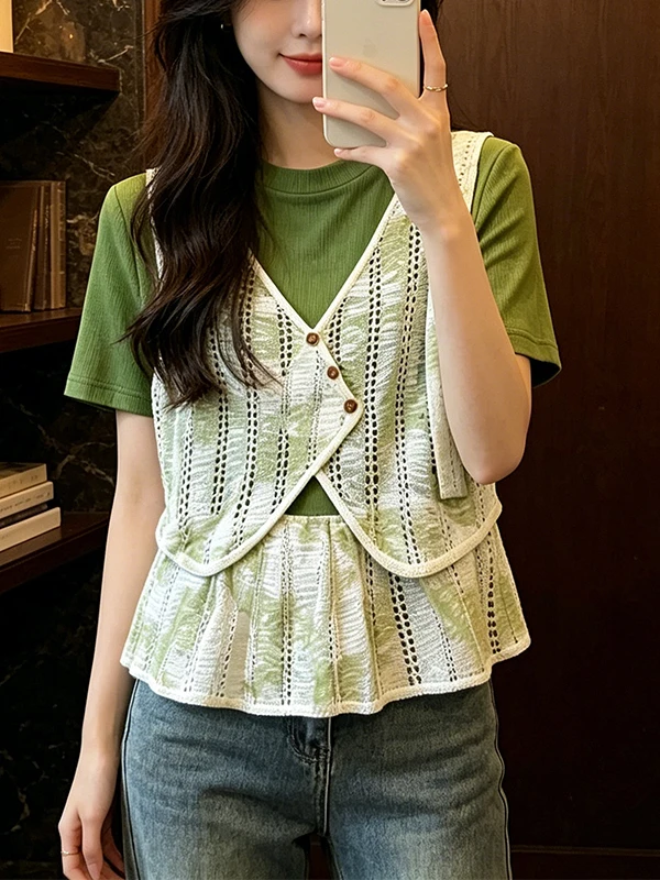 

plus Size Summer Vintage Short Sleeve T-Shirt Women's Loose Fit Versatile Casual round Neck Top for Plump MM Commute Style