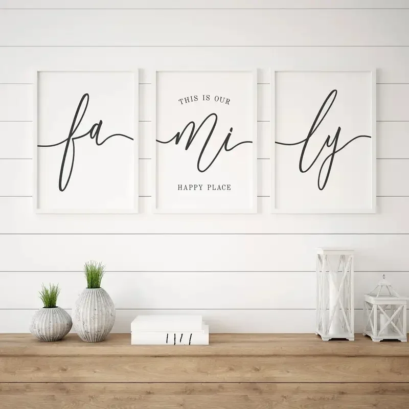 3pcs Canvas Poster, Modern Art, Family Quote, This Is Our Happy Place, Family Wall Decor, Ideal Gift For Bedroom Living Room Kit