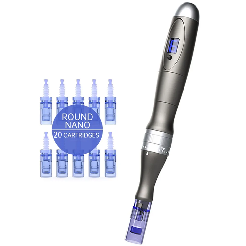 Bezprzewodowe pióro Derma Pen Ultima X6 6 Cyfrowe pióro do mikroigłowania z 20 szt. Dr Needle Pen Cartrdiges do terapii mikroigłowej