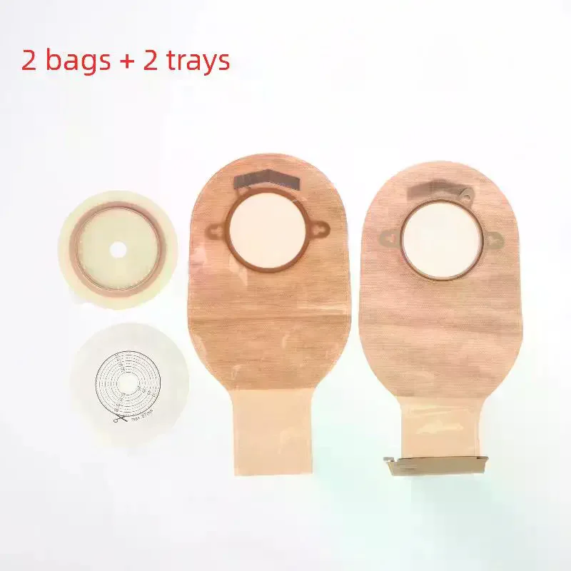 1 Set Two Piece Drainable Pouches Ostomy Supplies Colostomy Bags With Hoop And Look Ileostomy Stoma Care