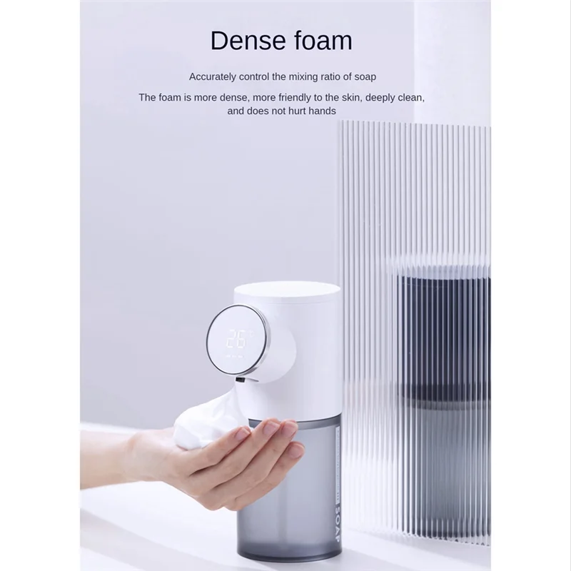 泡ソープディスペンサー自動充電 320 ミリリットル液体ソープディスペンサーデジタルディスプレイ泡ハンドディスペンサー-ABRO