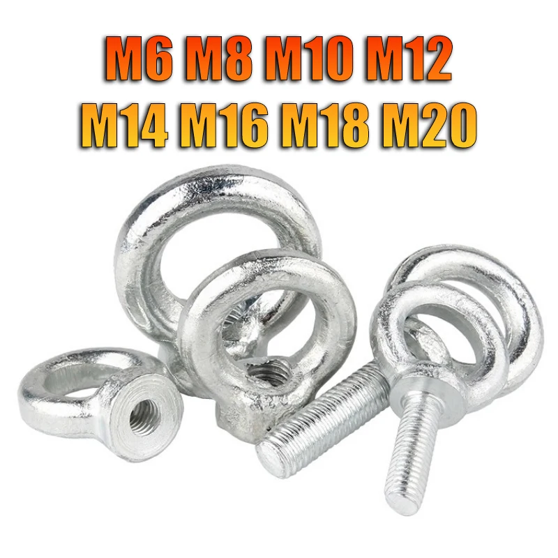 1/2/5pcs Lifting Eye Nuts/screw M6 M8 M10 M12 M14 M16 M18 M20 Carbon Steel Ring Eyebolt Ring Hooking Nut Screws White Zinc