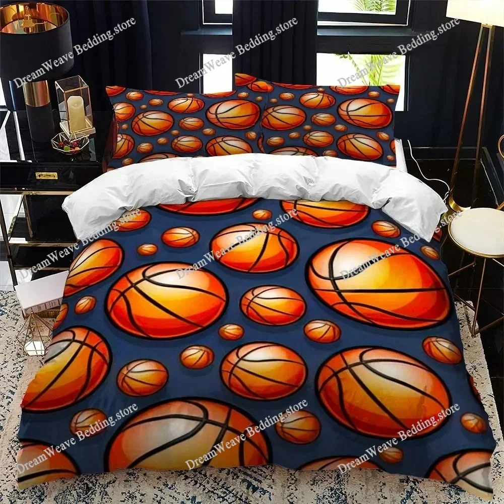 3D Print Basketball Duvet Cover King for Teen Boys Kids Fire Water Sports Bedding Set Microfiber Ball Game Quilt Cover