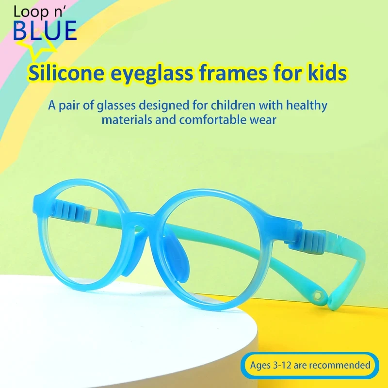 LOOP Brand Kids Silicone Eyeglasses Children Flexible Removable Legs Myopia Glasses Frame Anti Blue Light Boys Girls Teens 9028