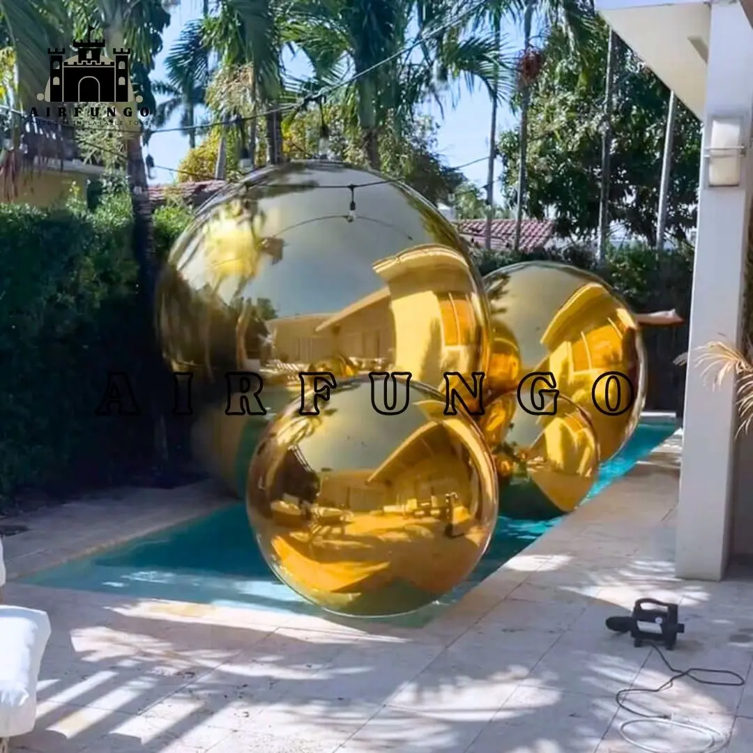 Golden Big Inflatable Mirror Balls INFLATABLE MIRROR BALL/SPHERE KIT (INCLUDES PUMP) - 4 SIZES / 6 PIECE KIT Customization