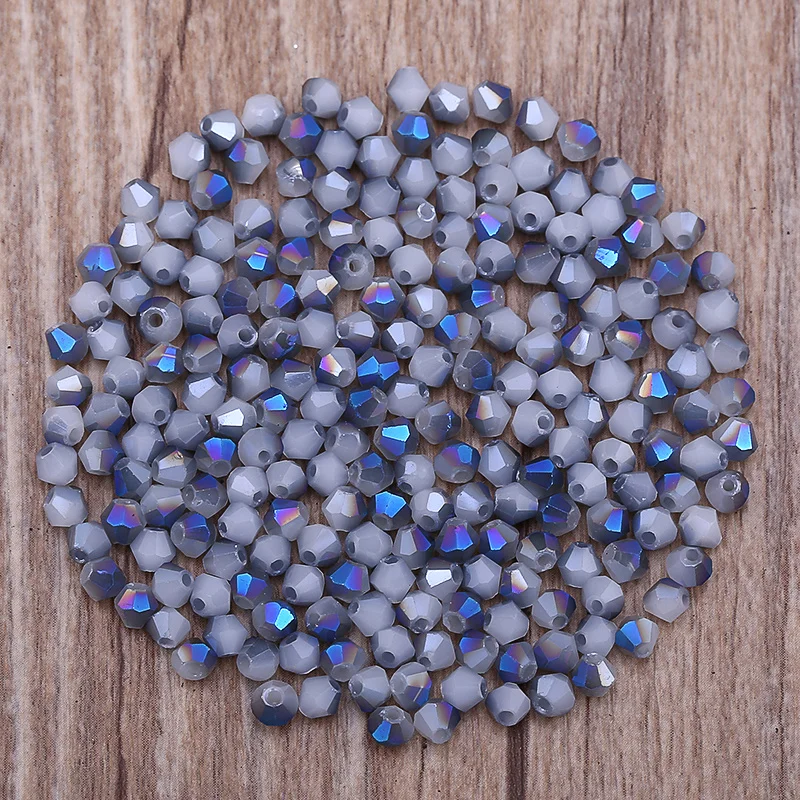 300 Stück exquisite 4 mm Doppelkegel lose Kristallperlen für Schmuckherstellungszubehör 061-080