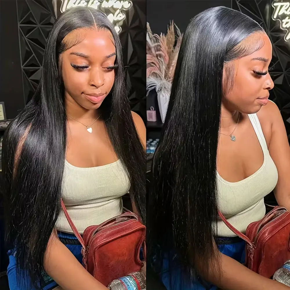 38 42 Inch 250% Brazilian Human Hair Wigs 13x6 HD Transparent Bone Straight Lace Front Wigs 5x5 Glueless Lace Closure Wigs