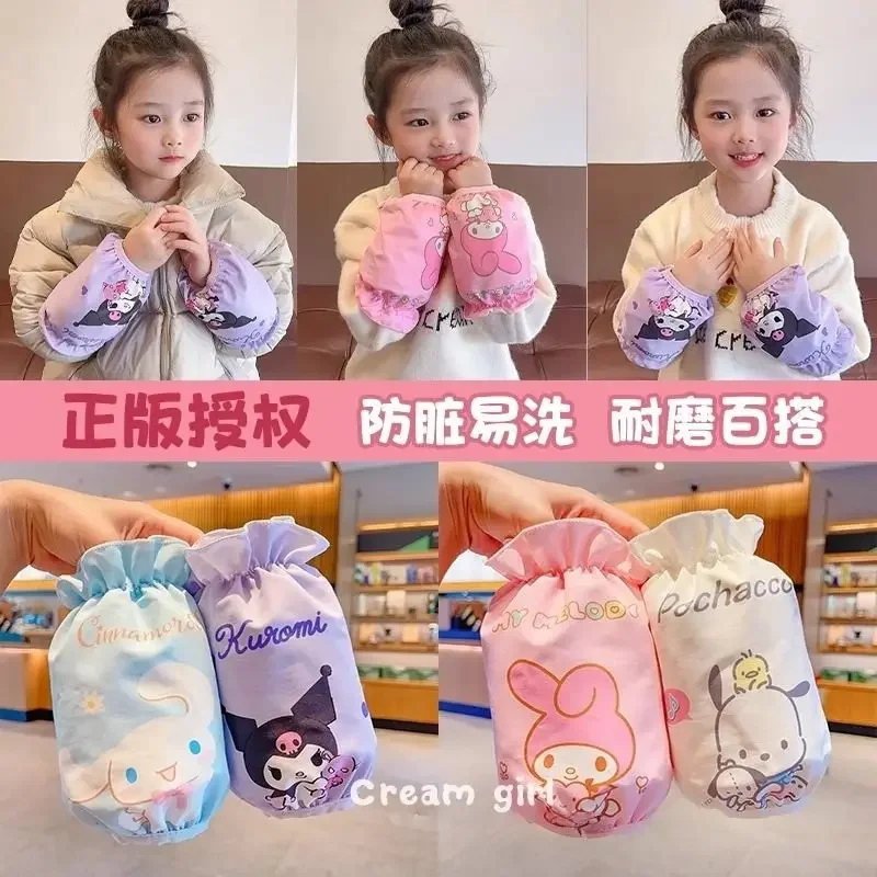 MINISO Anime Kawaii Kuromi Ins Fashion Children Waterproof Sleeve Cute My Melody Stain Resistant Sleeve Protection Gifts Toys