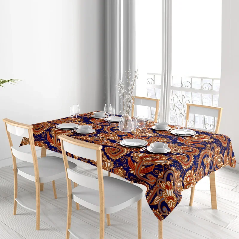 Роскошная скатерть с цветочным принтом для декора столовой, набор полиэстеровых подставок премиум-качества с кисточками