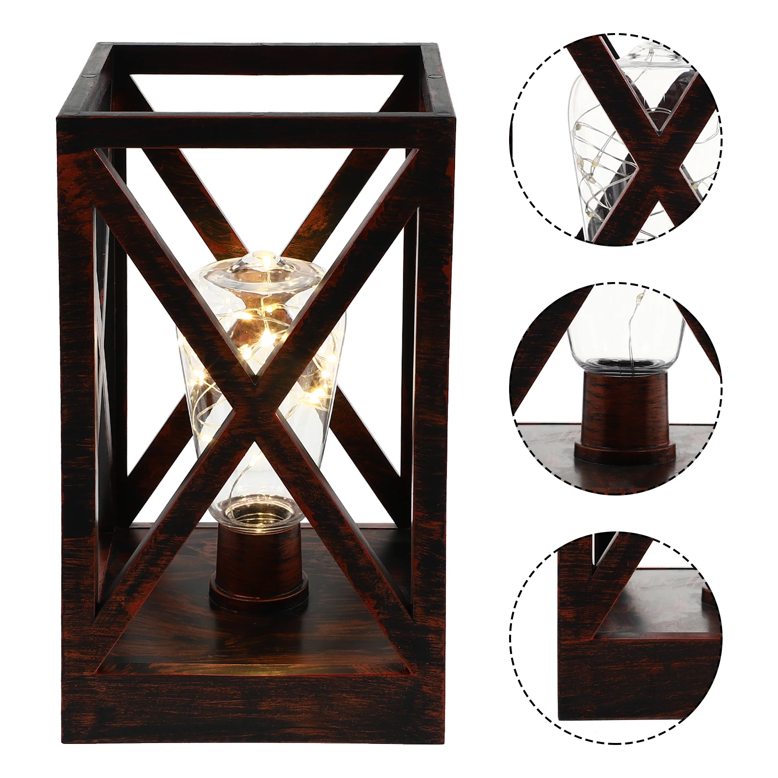 

1Pc Artistic Wooden Wind Lamp Exquisite Table Ornament Home Adornment Finely Processed Luminous Lantern