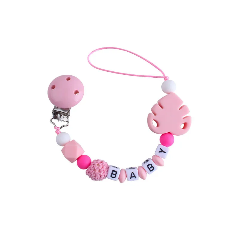 Nuova catena di Clip per ciuccio per bambini nome personalizzato massaggiagengive in Silicone fai da te Clip porta capezzolo fittizio accessori per giocattoli per la dentizione appena nati