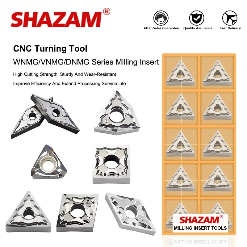 

SHAZAM 10PCS Milling Insert WNMG/VNMG/DNMG/SNMG/CNMG CNC Turning Tool Carbide Peach-Shaped Cylindrical Turning Inserts