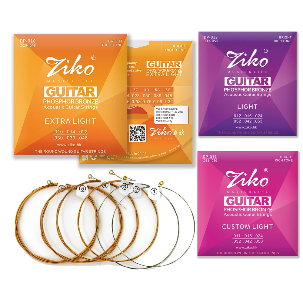 ZIKO Akustische Gitarre Saiten Messing Stahl Kern Saiten DP 010/011/012 Stahl Kern Phosphor Bronze Wicklung Gitarre Teil Werkzeuge
