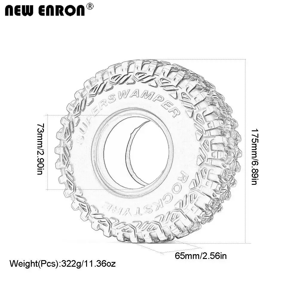 NEW ENRON 175*65mm 2.9 Inch Terrain Wheel Tires Tyre For RC CAR 1/6 RC car Axial SCX6 Jeep JLU Wrangler