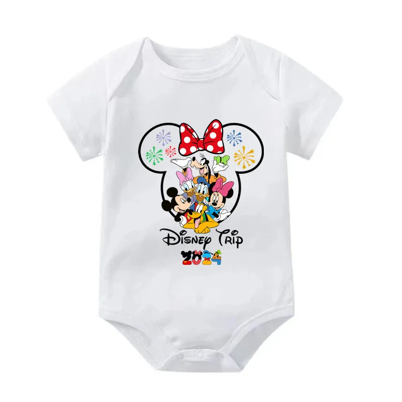 Cute Newborn Boys Girls 2024 Disney Trip Bodysuit 100% Cotton Romper Infant Toddler Jumpsuit