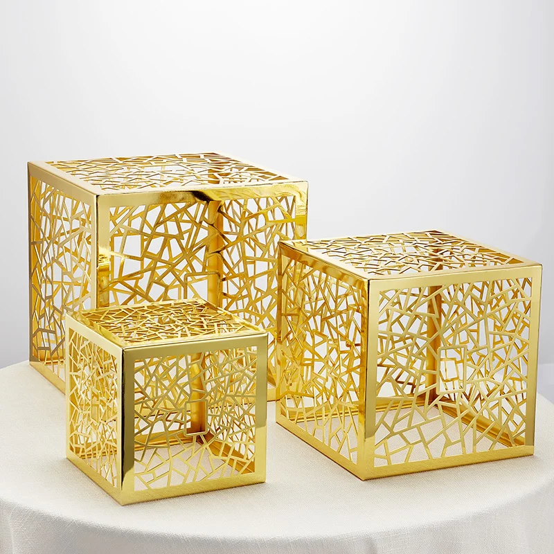 

Serving Support Buffet Risers Set Modern Golden Stainless Steel Display Cake Dessert Table Stand For Wedding