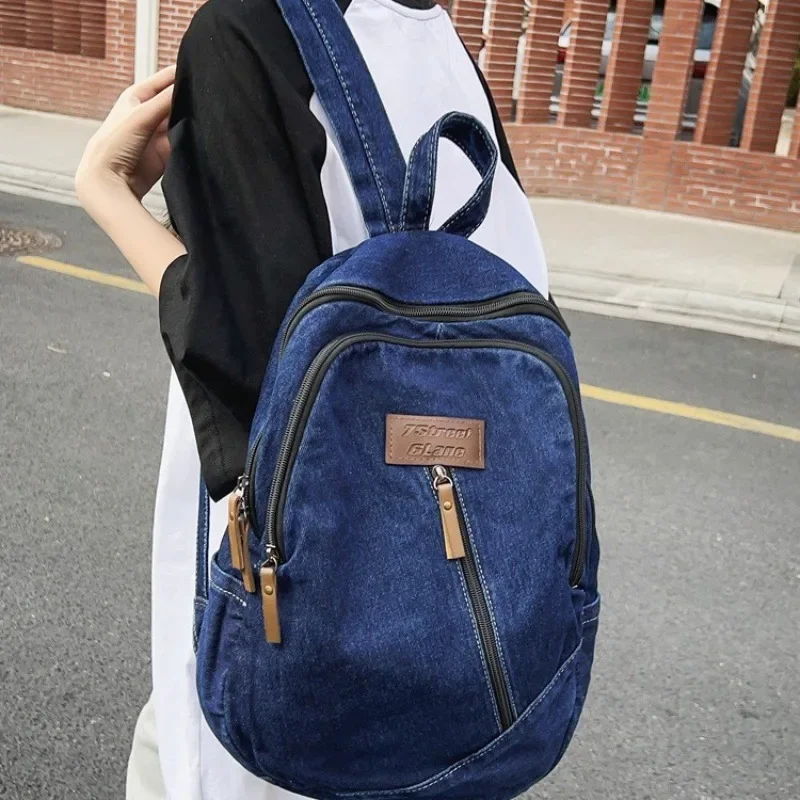 Girls Backpack for Boy Denim backpacks Computer mochila Large Capacity Retro Large Capacity School Bags Class Bags for Girl Sac