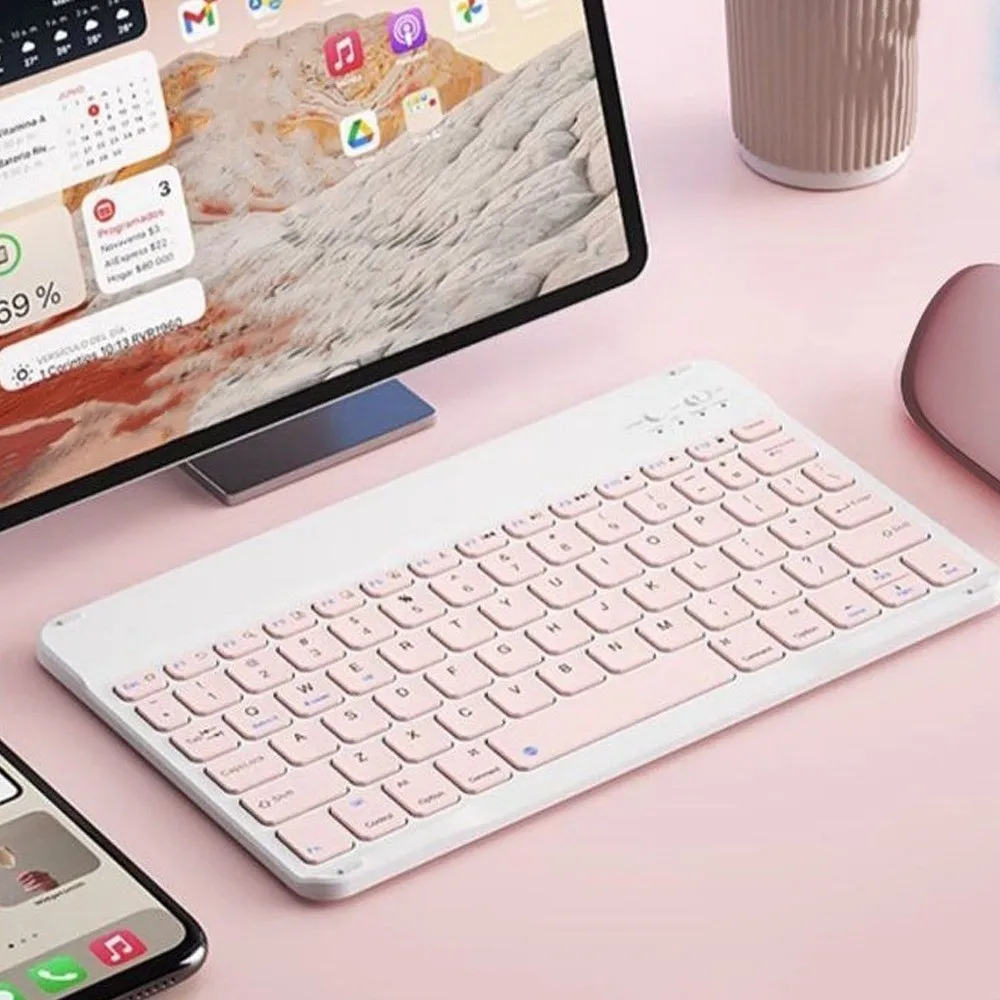 10 Inch Bluetooth Keyboard Rechargeable Slim Design Wireless Keyboard Lightweight Universal Portable Keyboard Notebook