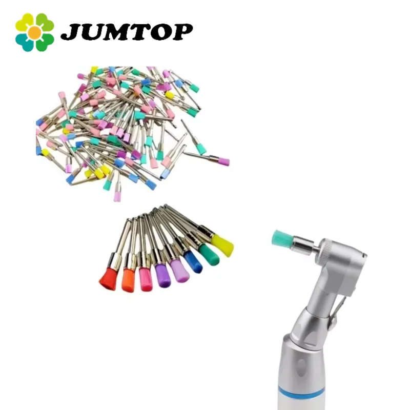 

JUMTOP 100Pcs Dental Prophy Brushes Latch Type Nylon Polishing Bristles for Low Speed Contra Angle Teeth Whitening Cleaning Tool