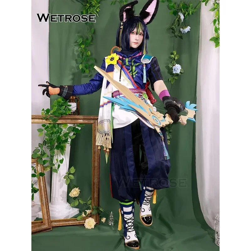 【Wetrose】Tighnari SSR Cosplay Genshin Impact Costume Sumeru Fox oods иzen Tekstри Tainari Conjunto completo Peruca Orelha Cauda Halloween