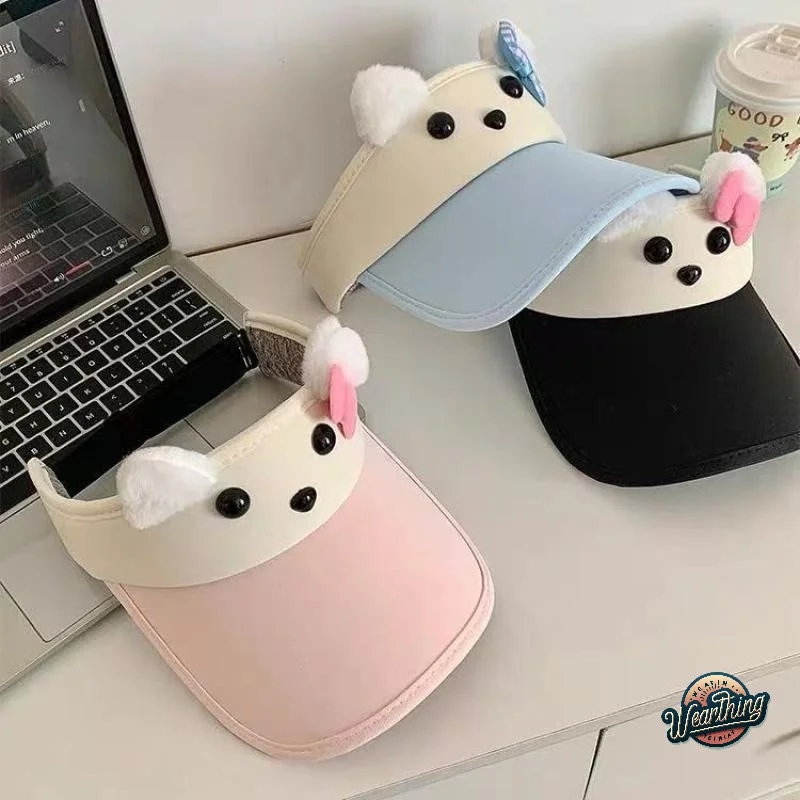 

Affectionate Dog Bow Tie Women's Ice Silk Hat for Summer Sun Shield