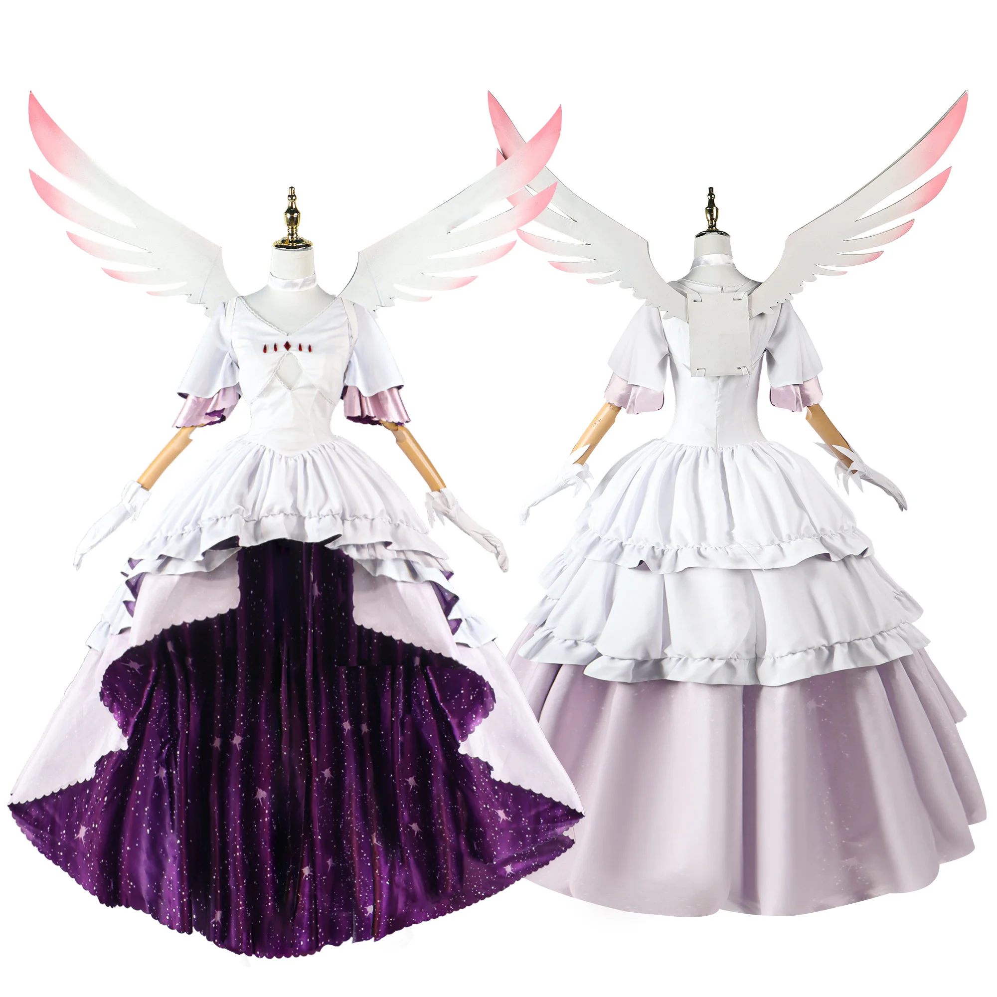 Anime Puella Magi Madoka Magica Kaname Madoka Cosplay Costume Goddess Skirt Evening Dress Wing Woman Sexy Carnival Suit