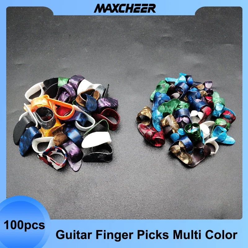 100Pcs Multi Color Acoustic Electric Guitar Finger Picks Celluloid Thumb Picks Index Guitar Picks Plectrums Guitar Parts