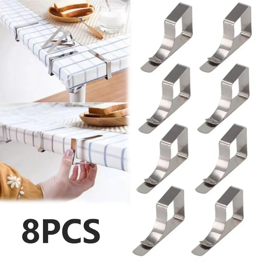 8Pcs Elasticity Tablecloth Clip Stainless Steel Versatile Tablecloth Clamps Durable Anti-Slip Tablecloth Organizer Clip