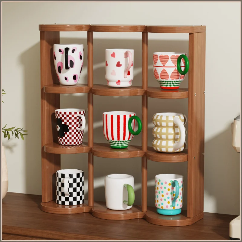 

9 Grid Desktop Cup Holder Multi-layer Storage Rack Household Office Desk Kitchen Cup Organizer Tabletop Storage Shelf