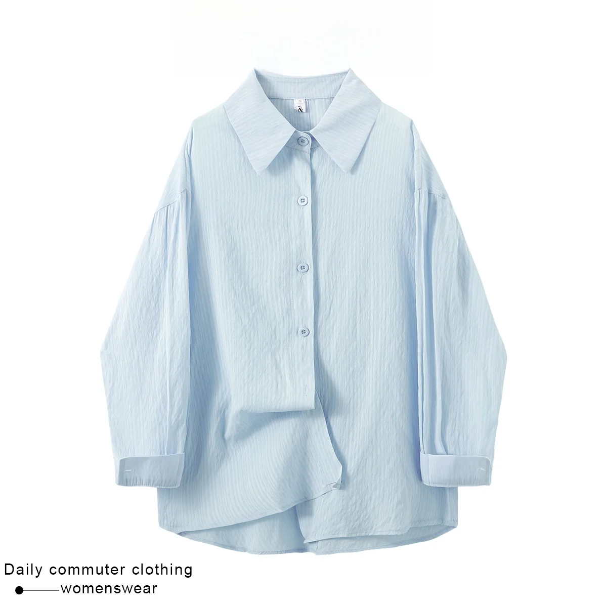 Coshehkg Women's Loose Fit  Neck Long Sleeve Shirt with Belt Spring Summer New Style Back Slit Sun Protection Open Cardigan