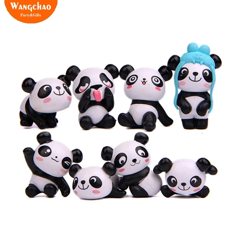 8pcs/lot Resin Panda Cake Topper Happy Birthday Party Supplies Home DIY Decoration Room Table Garden Decora Photo Props