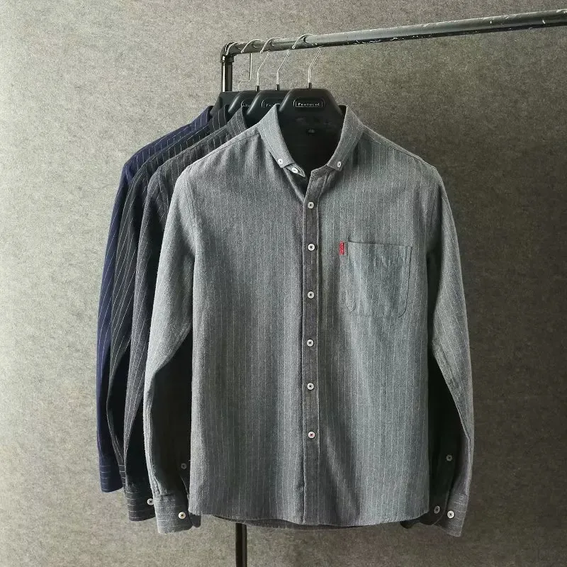 Summer Thin Anti-Wrinkle Long Sleeve Striped Shirt for Middle-Aged And Elderly Men Business Casual Wear Resistant Stain Easy ...