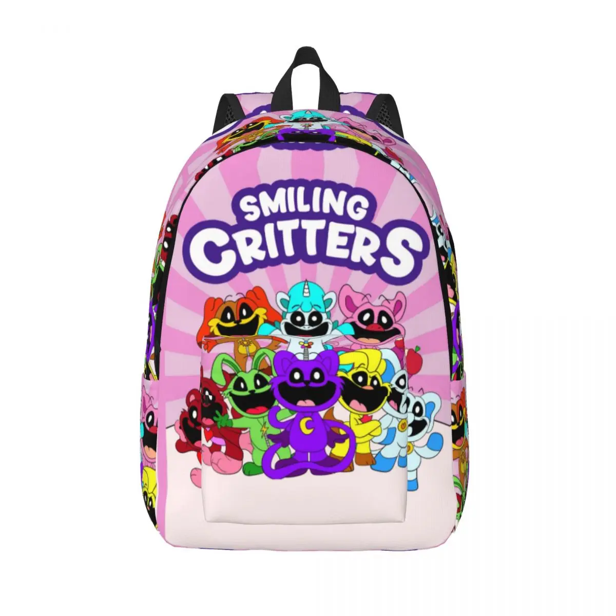 Funny Smiling Critters Backpack Women Anime Animals Pattern Backpacks Polyester Streetwear School Bags Travel Custom Rucksack