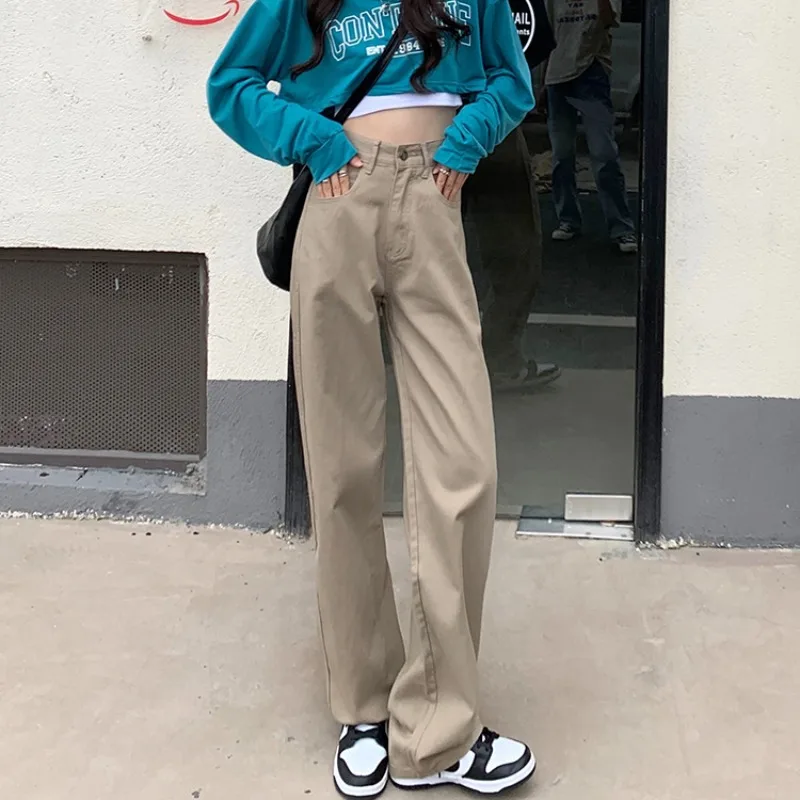 Women's Straight Leg Jeans High Waist Wide Leg Pants Spring Autumn New Style Retro plus Size Loose Slimming Student Versatile...