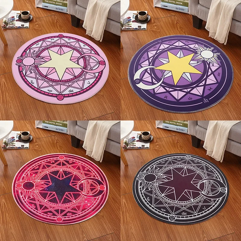 

Tarot Cards Array Cartoon Cute Anime Round Carpet Witchcraft Supplies Floor Mat Children Bedroom Carpet Home Decor Room Rug