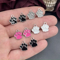 15pcs 15*12mm 4 Color Dog Paw Print Charms for Jewelry Making Enamel Footprint Charms DIY Earrings Pendants Necklaces Findings