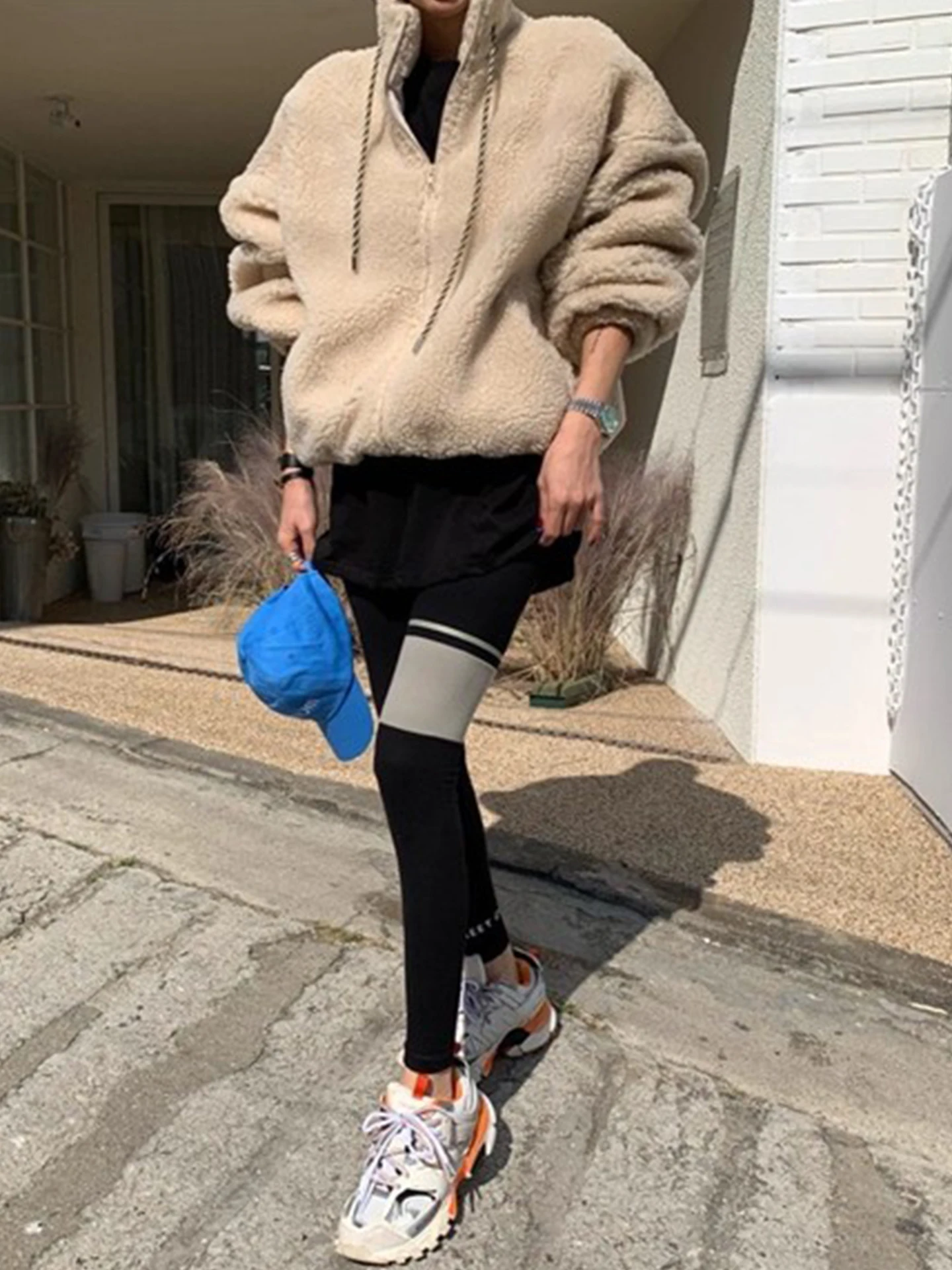 Dames agneau fourrure coton Jaet fermeture éclair ample Sle col montant hiver nouveauté Faion trajet Sle Polyester Fiber