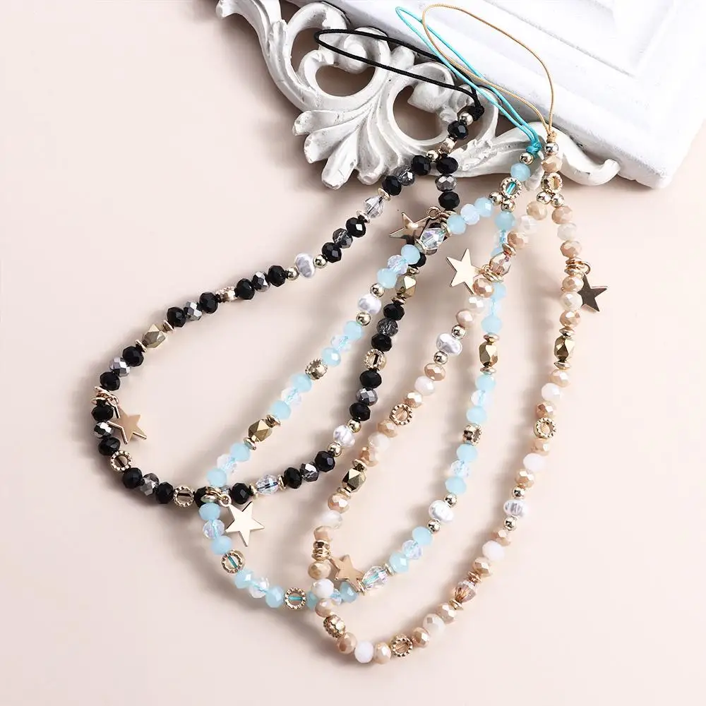 

Anti-Lost Rope Hanging Rope Telephone Cord Phone Lanyard Five-pointed Star Pendant Beads Chain Phone Chains Mobile Phone Strap