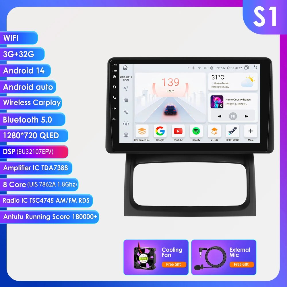 Hizpo Wireless CarPlay voor Renault Clio 2 2000 - 2012 GPS Navigatie QLED Scherm Autoradio Video Audio Multimedia Speler BT DSP Stereo WiFi 4G