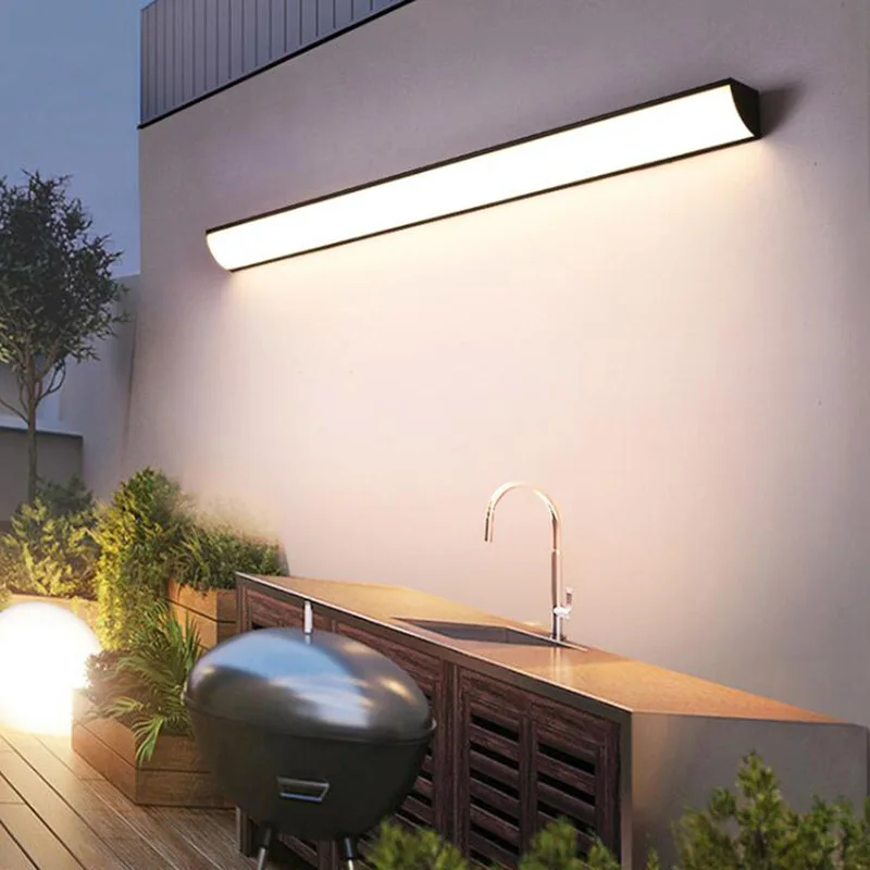 Imagem -03 - Long Strip Outdoor Led Lâmpada de Parede Ip65 Alumínio Luz Jardim Villa Varanda Sconce Lumine Impermeável 110v 220v