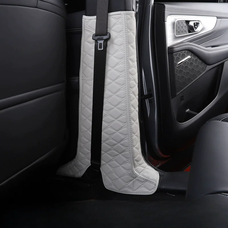 For Trumpchi GAC GS8 2nd Gen 2022-2024 Leather Car B-pillar Seat Back Rear Anti Kick Pad Protective Mat Cover trim Accessories